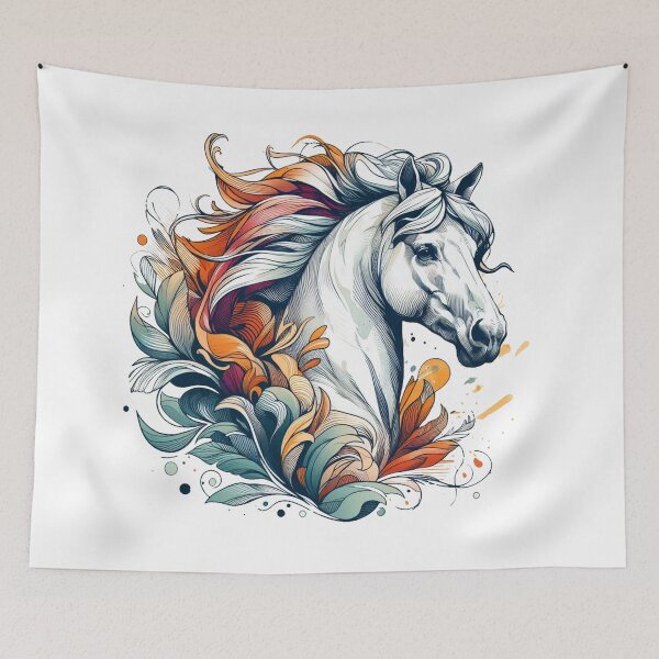 Item preview,  "A scene of catching the reins of a white horse and facing each other"  Watercolor designed and sold by PaintMeWorld.