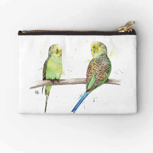Watercolour Budgies Zipper Pouch