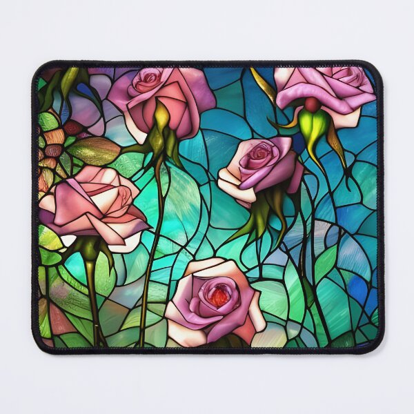 Artikelvorschau, Rosa Rosen aus Buntglas entworfen und verkauft von ChanceTwoArt.