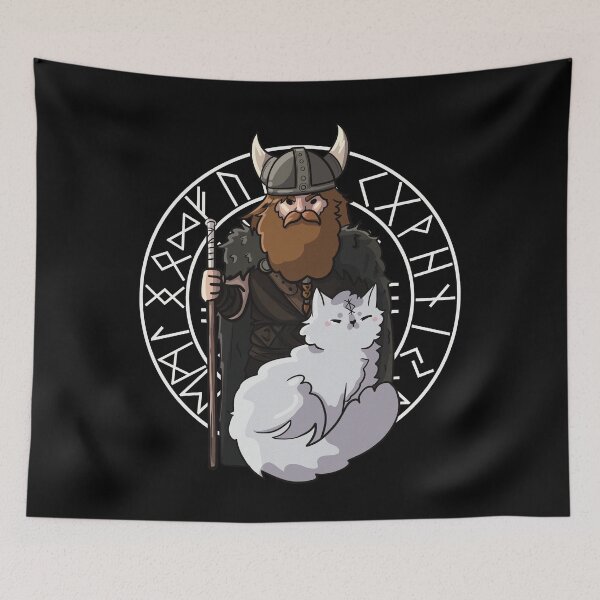 Item preview, Viking and his Cat Vegvisir  designed and sold by FelineEmporium.
