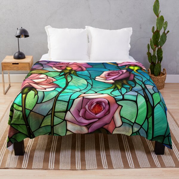 Item preview, Stained Glass Pink Roses designed and sold by ChanceTwoArt.