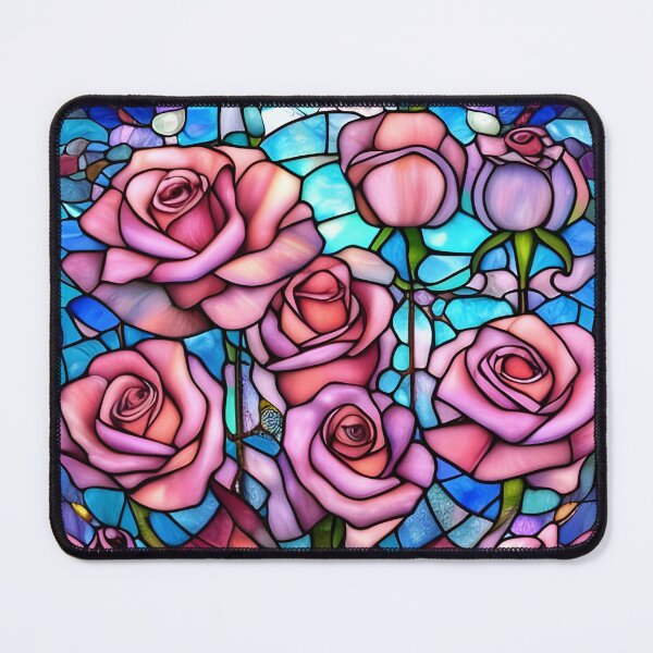 Item preview, Stained Glass Pink Roses designed and sold by ChanceTwoArt.