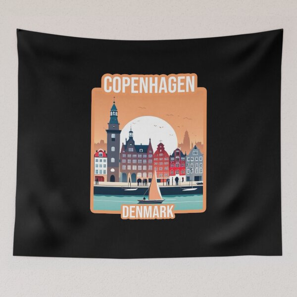 Item preview, Architectural landscape of copenhagen. Copenhagen skyline travel design. designed and sold by Unitepeople.
