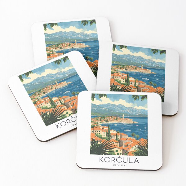 Item preview, A Pop Art Travel Print of Korčula - Croatia  designed and sold by StudioRedKoala.