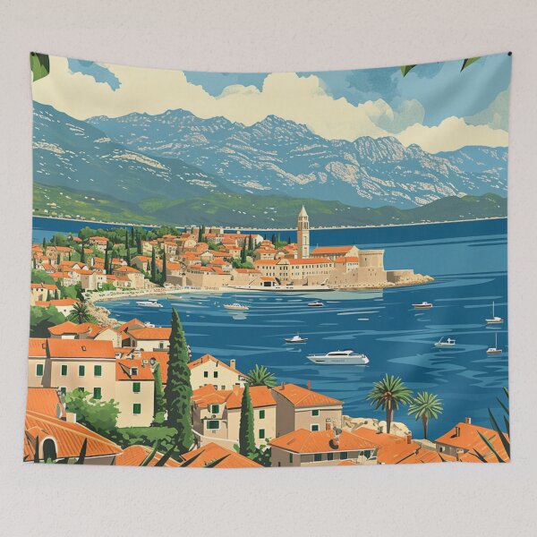 Item preview, A Pop Art Travel Print of Korčula - Croatia  designed and sold by StudioRedKoala.
