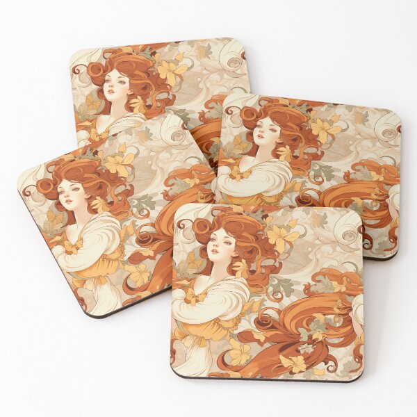 Item preview, Art nouveau beautiful woman pattern Alphonse Mucha style designed and sold by TankandDPS.