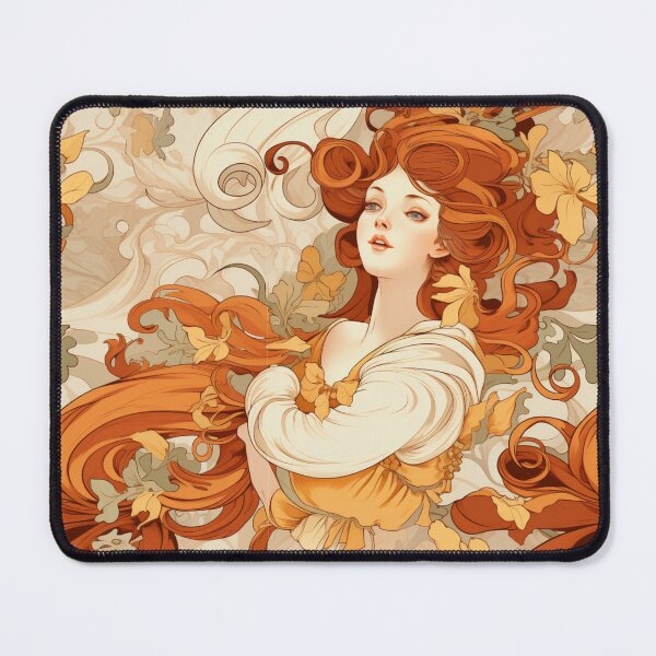Item preview, Art nouveau beautiful woman pattern Alphonse Mucha style designed and sold by TankandDPS.