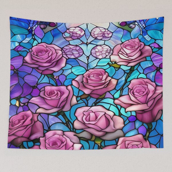Item preview, Stained Glass Pink Roses designed and sold by ChanceTwoArt.