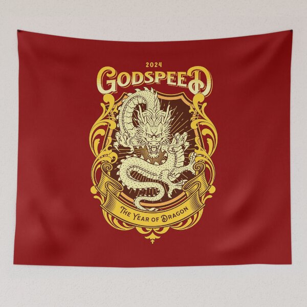 Item preview, Golden Dragon Emblem for 2024 Year of the Dragon, Intricate golden dragon on red, Chinese New Year theme designed and sold by bosilvercat.