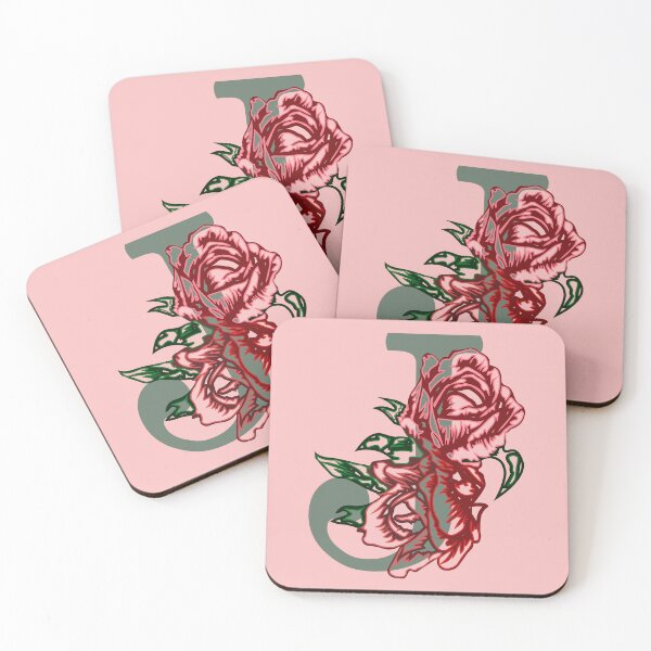 Item preview, Capital letter J monogram and contour rose flowers designed and sold by CutieBlue.