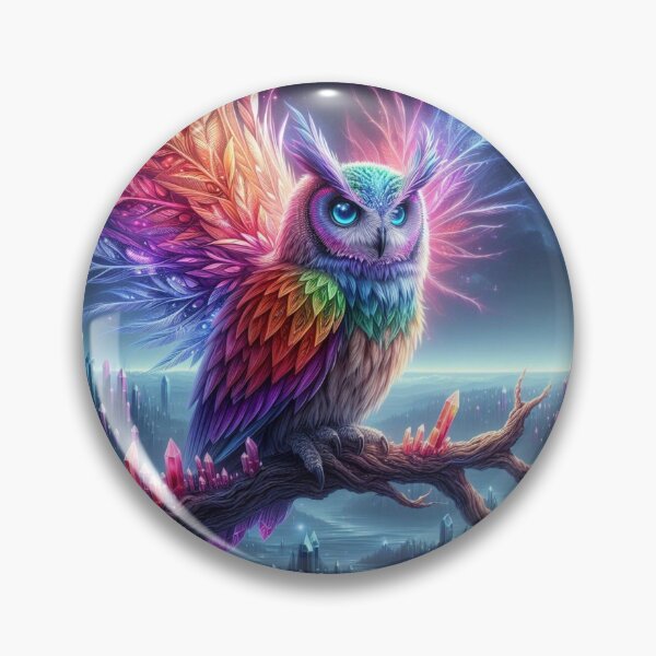 Item preview, An owl perched on a branch, with an ethereal and magical aura designed and sold by SimpleAsSymbol.
