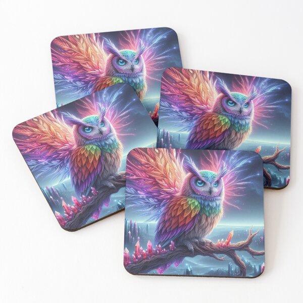 Item preview, An owl perched on a branch, with an ethereal and magical aura designed and sold by SimpleAsSymbol.
