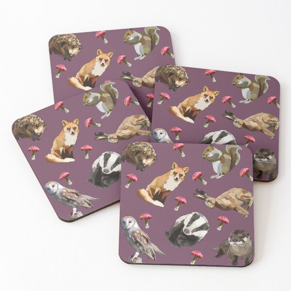 Item preview, Woodland Animals with mushrooms by BeeFoxTree (Fig) designed and sold by BeeFoxTree.
