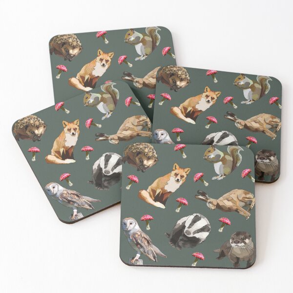 Item preview, Woodland Animals with mushrooms by BeeFoxTree (Forest) designed and sold by BeeFoxTree.
