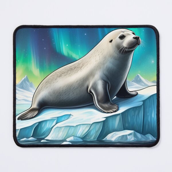 Item preview, Seal on an iceberg and Northern Lights ( Aurora borealis ) of north pole designed and sold by Andrey-Myagkov.