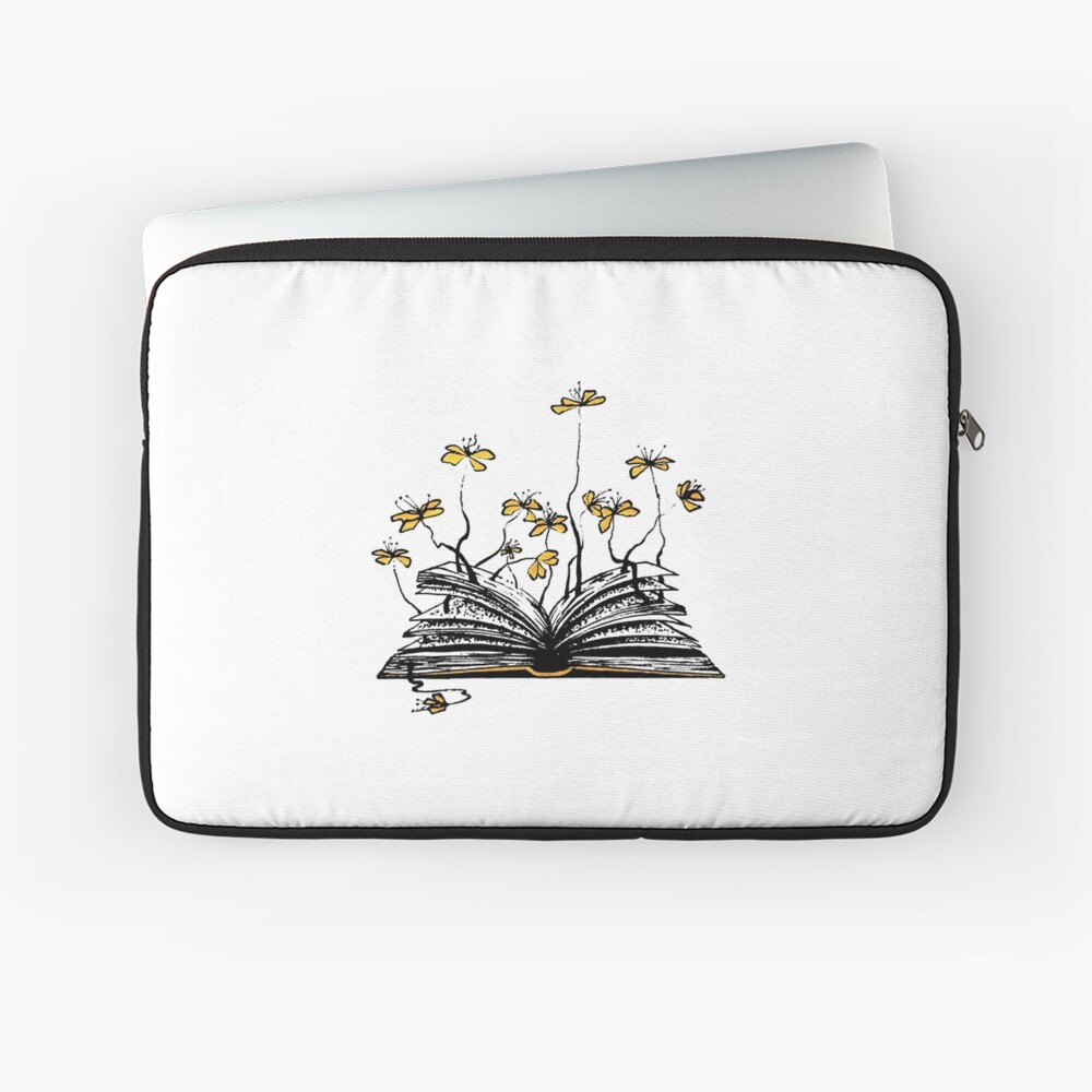 Funda Y Vinilo Para Ipad Libro Abierto Y Dibujo De Tinta De Flores De Kennyflaten Redbubble