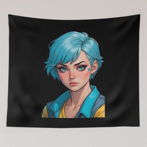 Item preview, Blue Hair Comic Book Girl designed and sold by waterhutch.