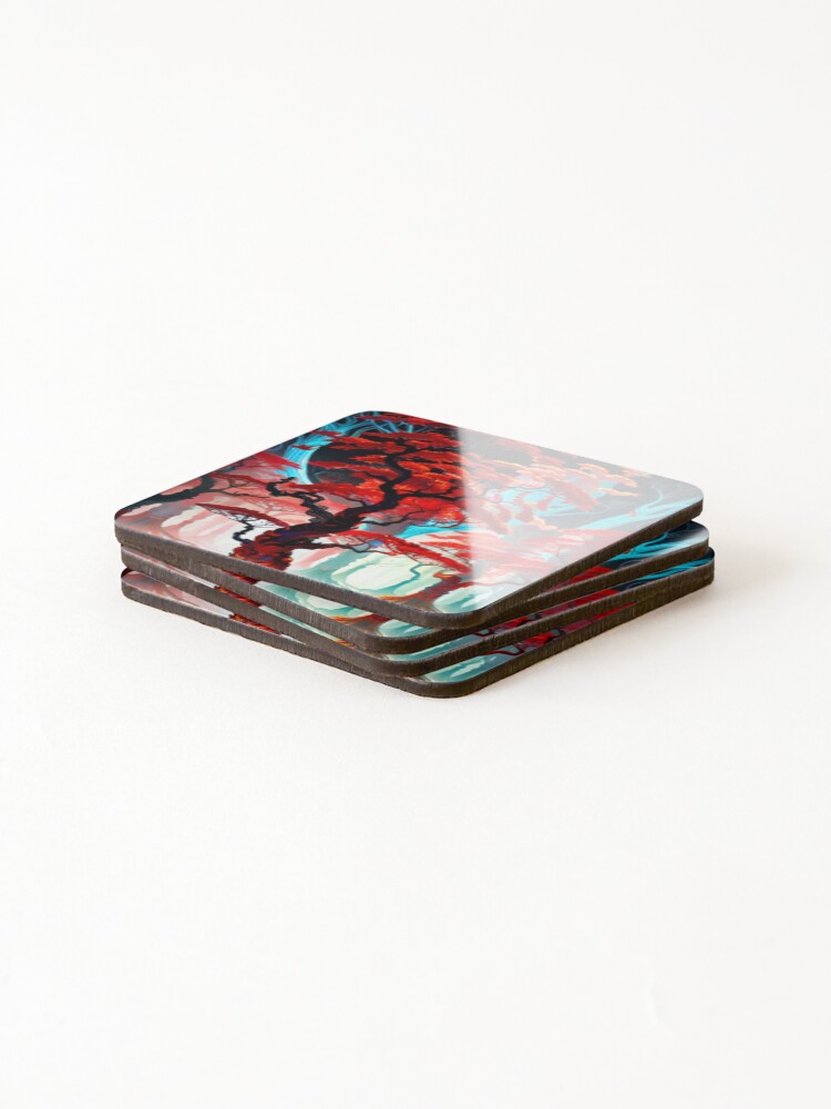 Thumbnail 4 of 5, Coasters (Set of 4), Red Tree designed and sold by RivehArt.
