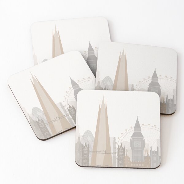 Item preview, Beige Minimalist London Skyline Print designed and sold by ALAlNA.