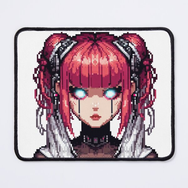 Item preview, Red haired cybergoth girl pixelart designed and sold by Luvrr Pixels.