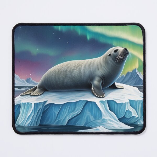 Item preview, Seal on an iceberg and Northern Lights ( Aurora borealis ) of north pole designed and sold by Andrey-Myagkov.