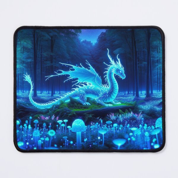 Item preview, Bioluminescent Forest: Glowing Dragon, Magic Mushrooms Art designed and sold by Fantasy Masterpiece.
