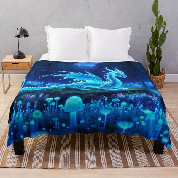 Item preview, Bioluminescent Forest: Glowing Dragon, Magic Mushrooms Art designed and sold by Fantasy Masterpiece.