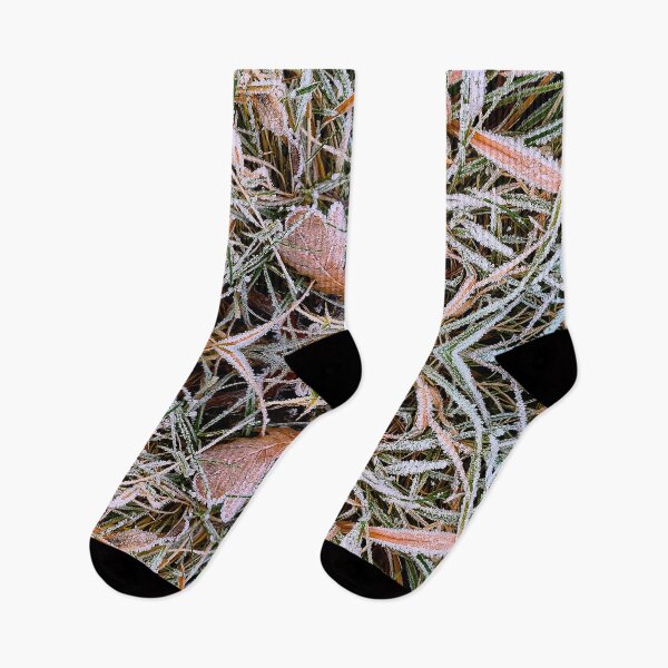 Item preview, Frost on grass pattern with oak leaves designed and sold by Robin3DT.