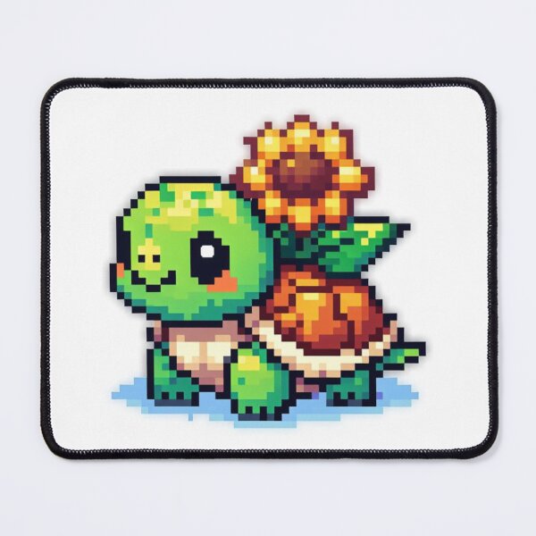 Item preview, Cute turtle with sunflower pixelart designed and sold by Luvrr Pixels.