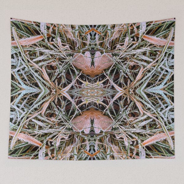 Item preview, Frost on grass pattern with oak leaves designed and sold by Robin3DT.