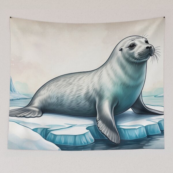 Item preview, Seal on an iceberg and Northern Lights ( Aurora borealis ) of north pole designed and sold by Andrey-Myagkov.