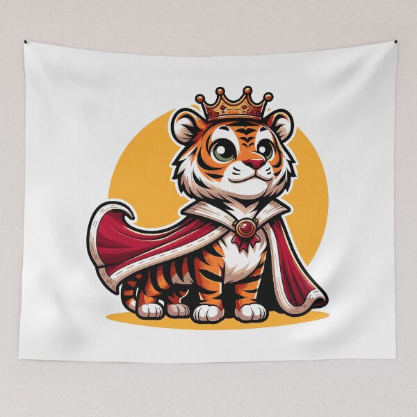 Item preview, Majestic Tiger King: Regal and Proud Cartoon Design designed and sold by SerhiiArt.