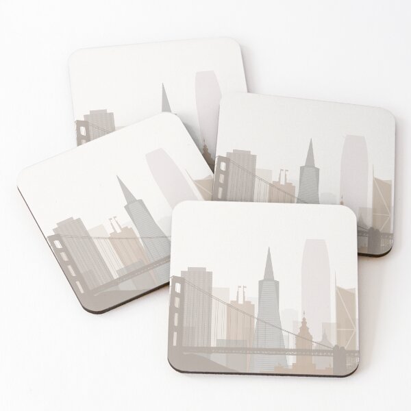 Item preview, Beige Minimalist San Francisco Skyline Print designed and sold by ALAlNA.