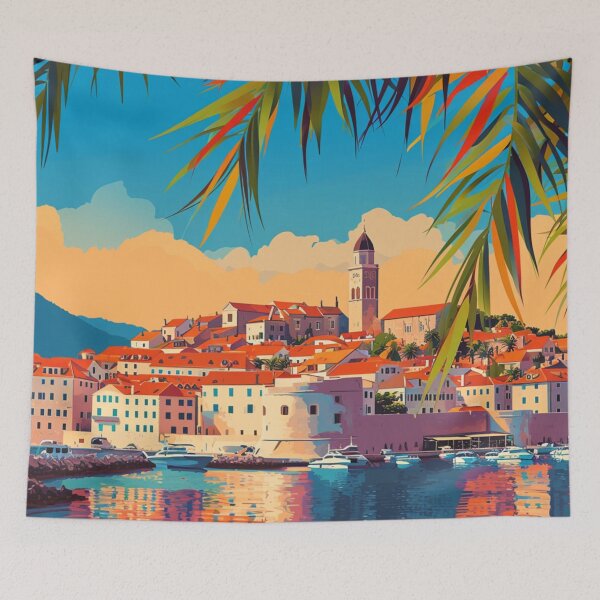 Item preview, A Pop Art Travel Print of Korčula - Croatia  designed and sold by StudioRedKoala.