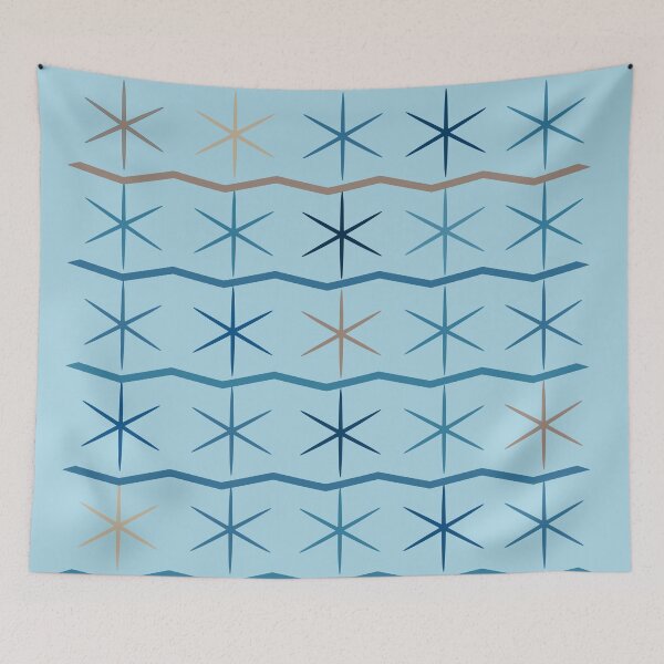 Item preview, Serenity Waves: Minimalist Geometric Blues on sky blue designed and sold by ara-designs.