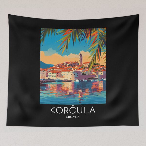 Item preview, A Pop Art Travel Print of Korčula - Croatia  designed and sold by StudioRedKoala.