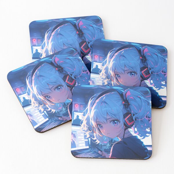 Item preview, Underground Neon Blue Gamer Anime Girl  designed and sold by Purrfectanime.