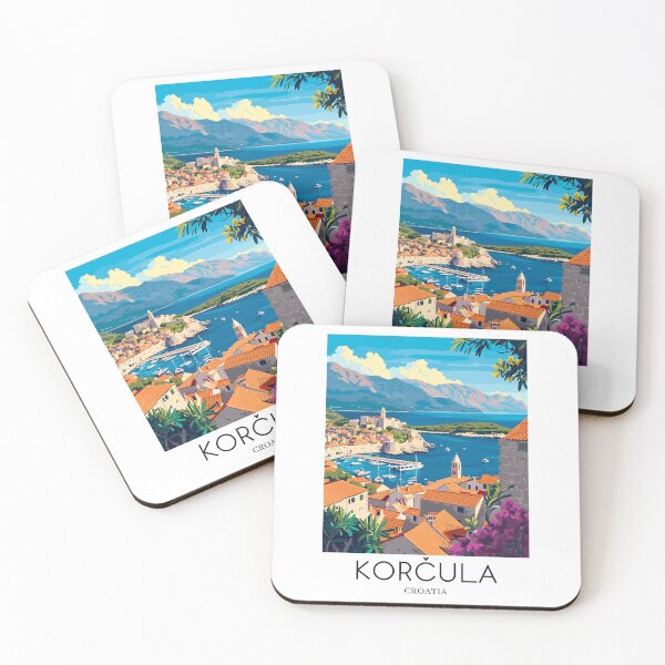 Item preview, A Pop Art Travel Print of Korčula - Croatia  designed and sold by StudioRedKoala.