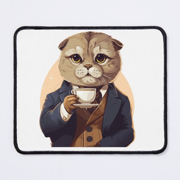 Item preview, Scottish Fold Cat Drinking Coffee designed and sold by MerchBySabby.