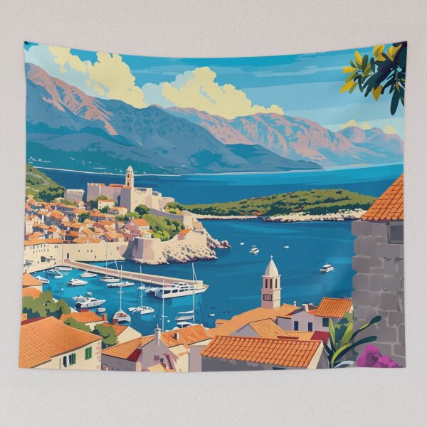 Item preview, A Pop Art Travel Print of Korčula - Croatia  designed and sold by StudioRedKoala.