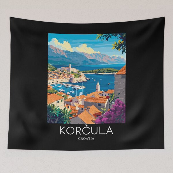 Item preview, A Pop Art Travel Print of Korčula - Croatia  designed and sold by StudioRedKoala.