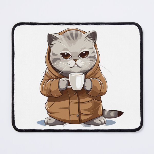 Item preview, Scottish Fold Cat Drinking Coffee designed and sold by MerchBySabby.