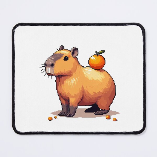 Item preview, Capybara with orange on back pixelart designed and sold by Luvrr Pixels.