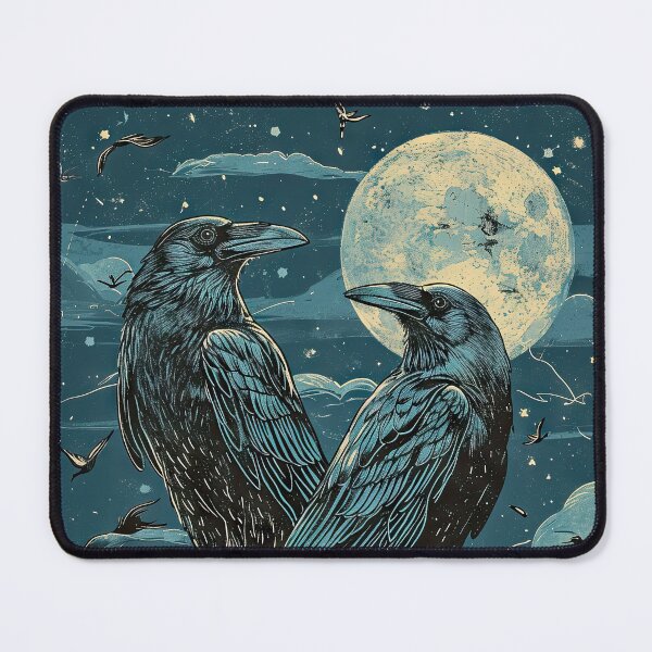 Item preview, Huginn and Muninn with Full Moon (Variation) designed and sold by OccultDreams.