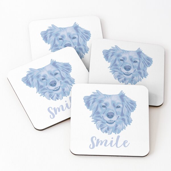 Item preview, DuFauna Blue Dog Joyful Smile White Background designed and sold by DuFauna.