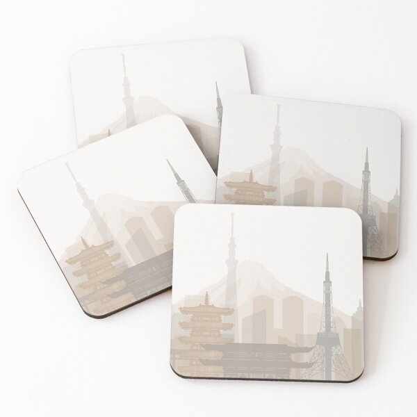 Item preview, Beige Minimalist Tokyo Skyline Print designed and sold by ALAlNA.