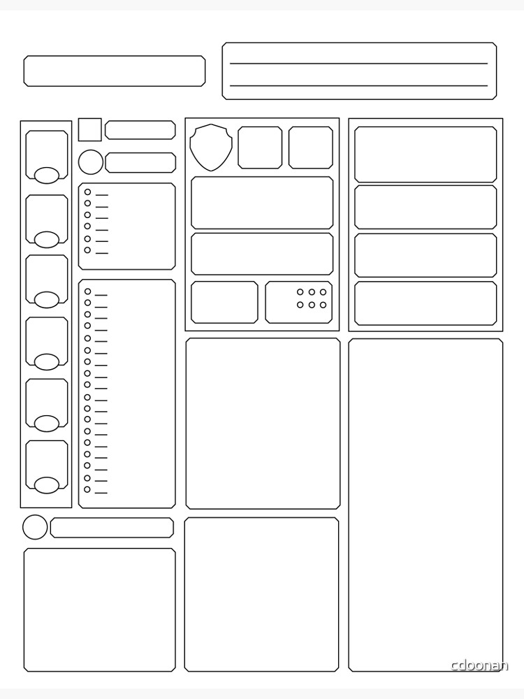 dungeons-and-dragons-blank-character-sheet-art-print-for-sale-by-cdoonan-redbubble for Dungeons And Dragons Character Sheet Free Printable Dungeons and Dragons Blank Character Sheet