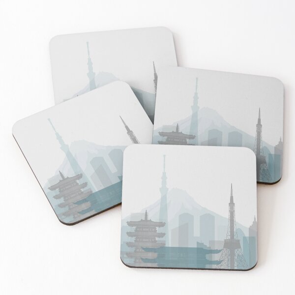 Item preview, Navy and Grey Minimalist Tokyo Skyline Print designed and sold by ALAlNA.