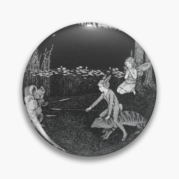 Item preview, Bunny Boy on Iguana Charges on the Koala Bears fairy fantasy vintage drawing by Outhwaite designed and sold by ElegantTeaTime.