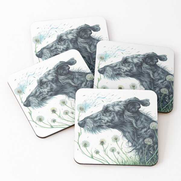 Item preview, Scottish deerhound with dandelion flowers designed and sold by aghnadarragh.